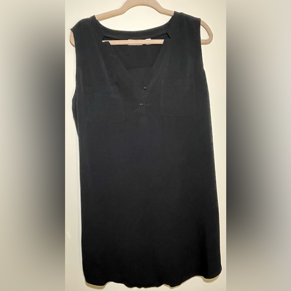 New York & Company Stretch Shift dress L black notch collar - Picture 4 of 9